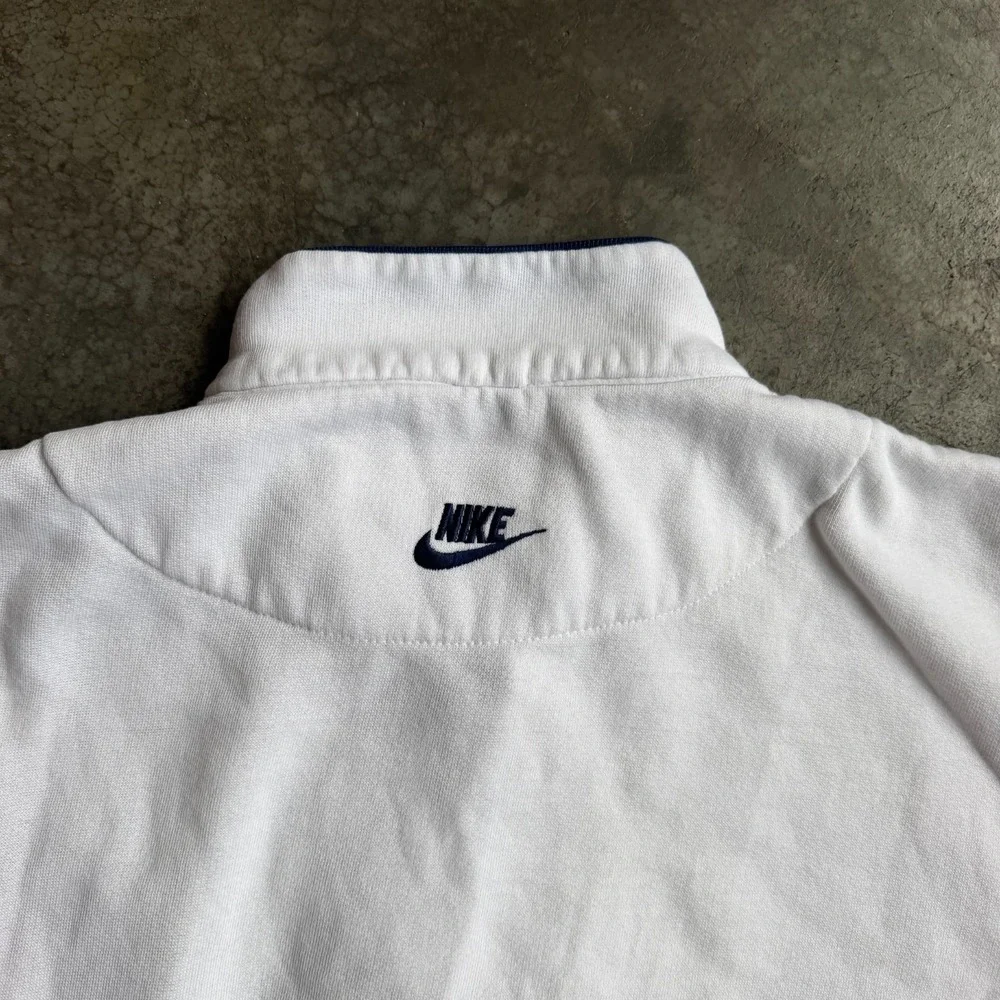 Vintage 80s Nike 1/4 Zip Front Pocket Sweatshirt Pullover White Mens Large USA